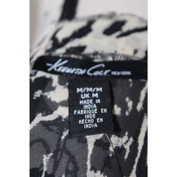Kenneth Cole Women’s Blouse faux wrap animal print gray V-neck Size M - Picture 7 of 10